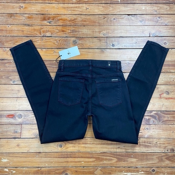 7 for all mankind mid rise skinny black jeans 70’s vibe crystal embellishment 24 - Picture 4 of 16
